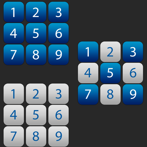 Numeric Pad Androidstyle fully sliced PSD with elements in Pressed and