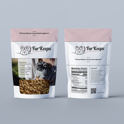 Create a fun Pocket Pet supplement label evoking a desire to maximize their lifespan. Design by Kat.Fil