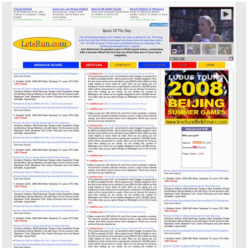 LetsRun.com Homepage Re-Design/Cleanup Diseño de ExtendedDesign