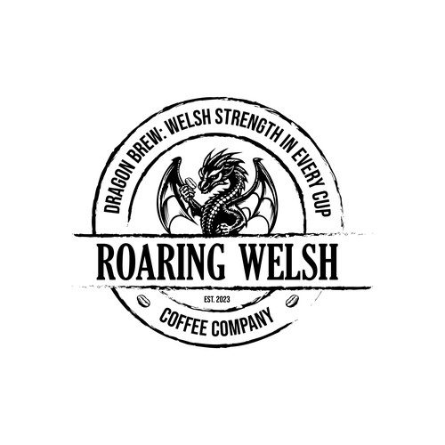 Welsh Coffee Company Logo with Dragon incorporated into the design Design by Timuș Valerian