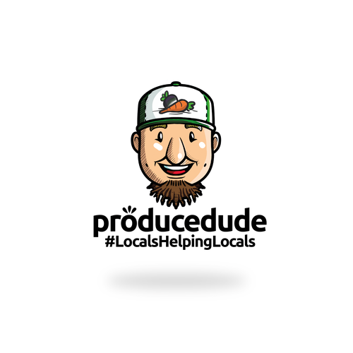 Local produce box logo. Featuring husbands large chin beard and veggies intertwined.  Brand Packaging box. Design by MAKESHIFT.ART