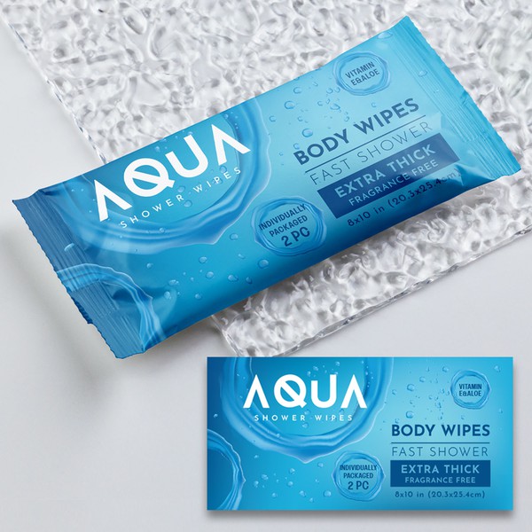Aqua Shower Wipes Packaging Design