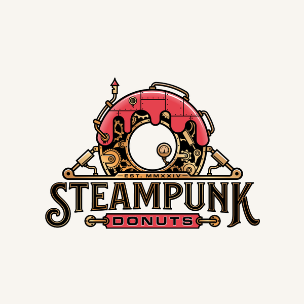 Steampunk Donut Shop Logo