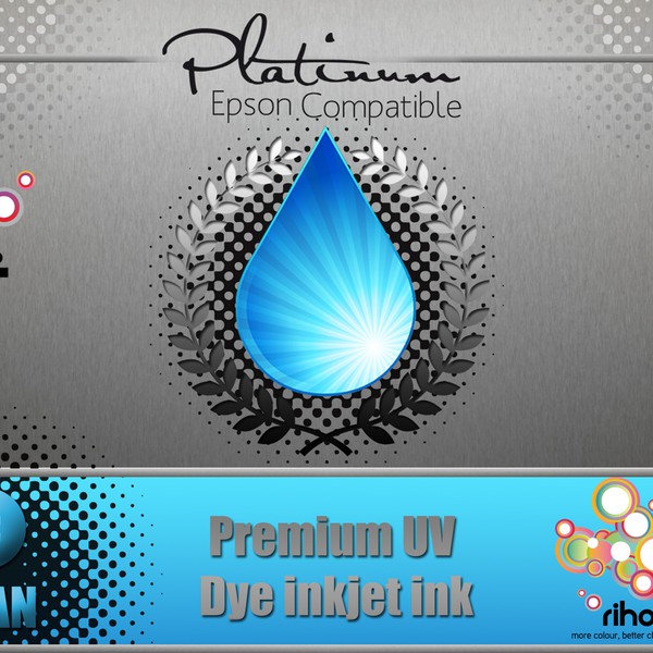 Bold and eye catching label design for ink refill bottle.