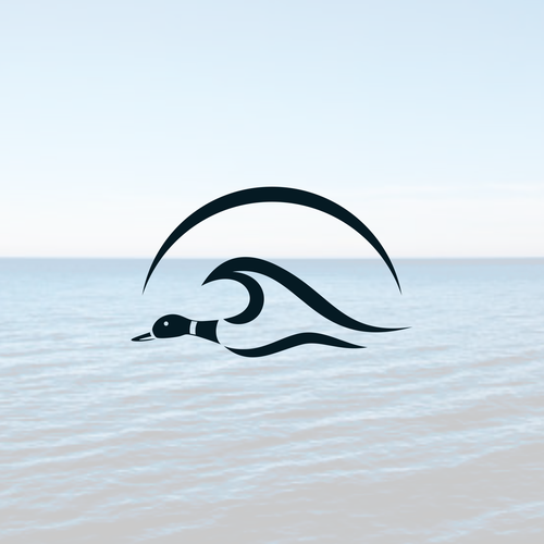 Coastal lifestyle brand featuring a mallard duck and wave, appeal to outdoor enthusiasts and surfers Design von muuter