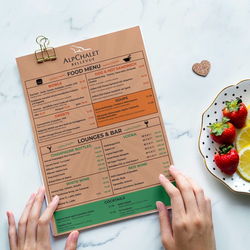 Menú propuesta en el concurso por SahishtaCreations