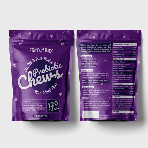 Pouch packaging design - Probiotic Chews for dogs Design by sadiaafrinrumky