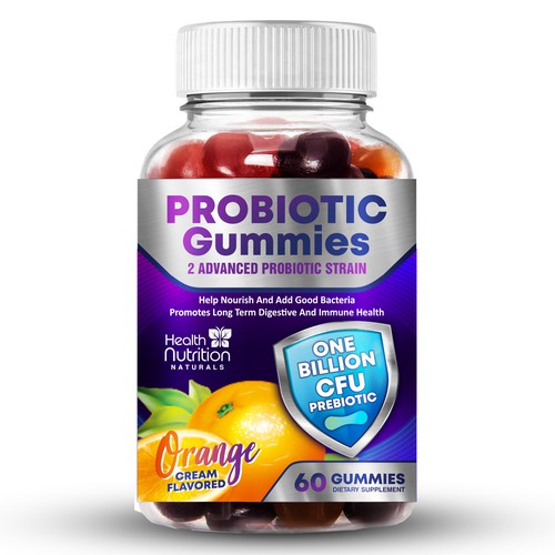 Healthy Probiotic Gummies Label needed for Health Nutrition-ontwerp door By.You