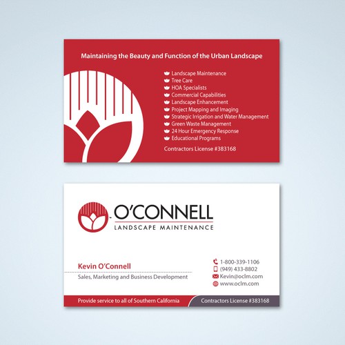 Business Card For O Connell Landscape, O Connell Landscape