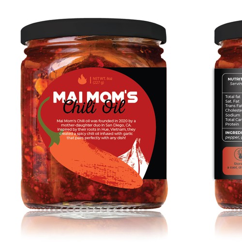 Eye catching packaging label for spicy chili oil jar Design by migoibonmat