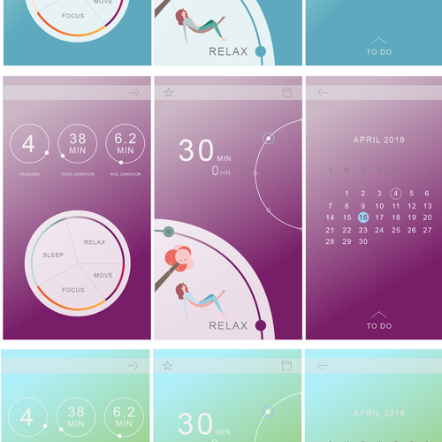 Interface Designs for Timer/Meditation app Design by LaLa.Illustrations