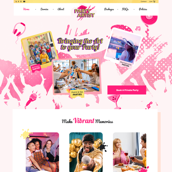 ThePartyArtist website for Philadelphia
