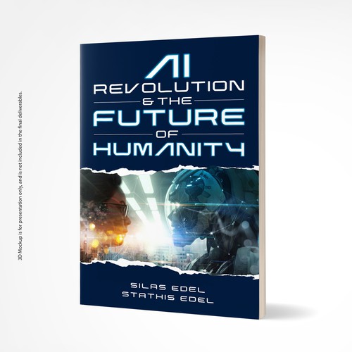 Futuristic AI Book Cover - AI vs Humans/Dark Design by U.T