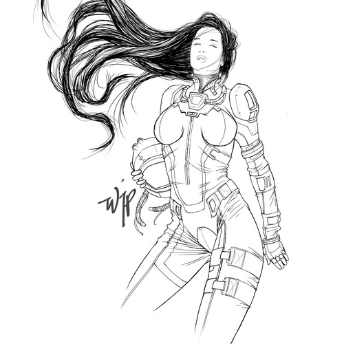 Illustrate a Sci-Fi girl, take over the universe! Design by jollyfatman