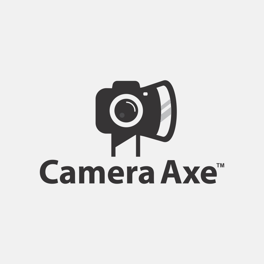 Black camera logo with the title 'Logo for the Camera Axe'