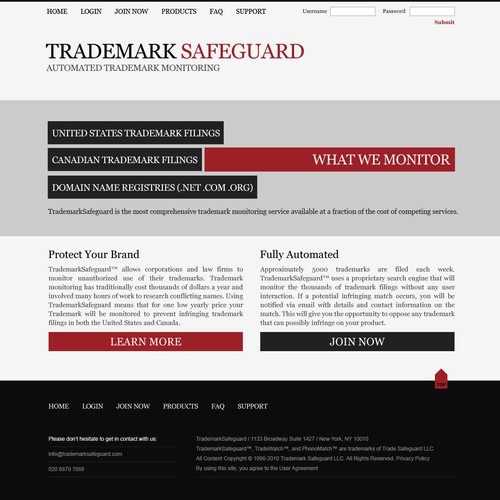 website design for Trademark Safeguard Design von Mazhar Sadiq