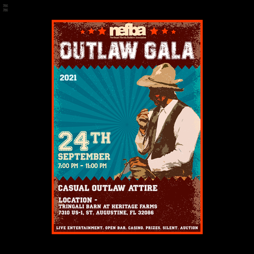 Design an Eye Catching flyer for our Outlaw Gala Design by Shivam Mehta ✅