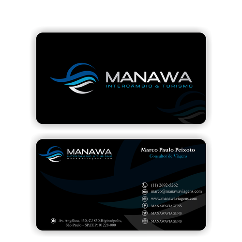 Please create a great Business Card design for travel agency Manawa! Design by Parth Soni