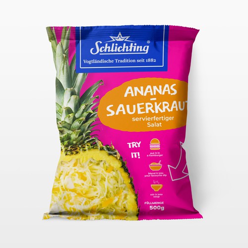 Design Stayin alife - Refresh an old fashion package for Salad with Sauerkraut, Pineapple and Apple por gingko