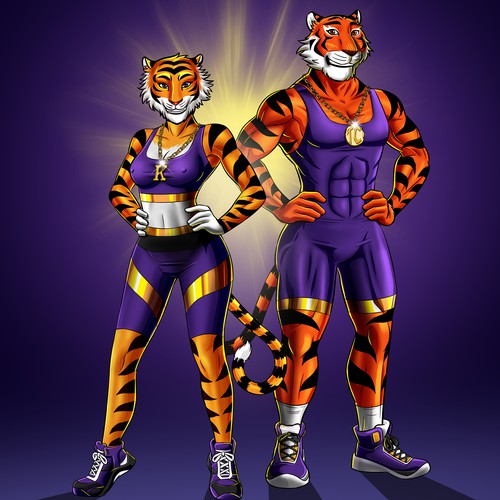 I need a Marvel comics style superhero tiger mascot. Design by MAKOTO OKADA