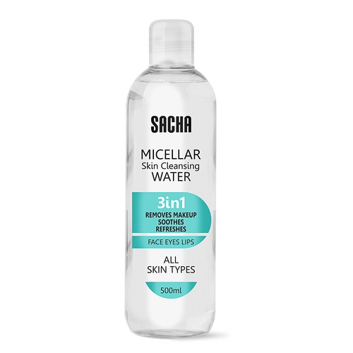 Sacha Micellar Water bottle 500ml Design by Luzentti Design ⭐️