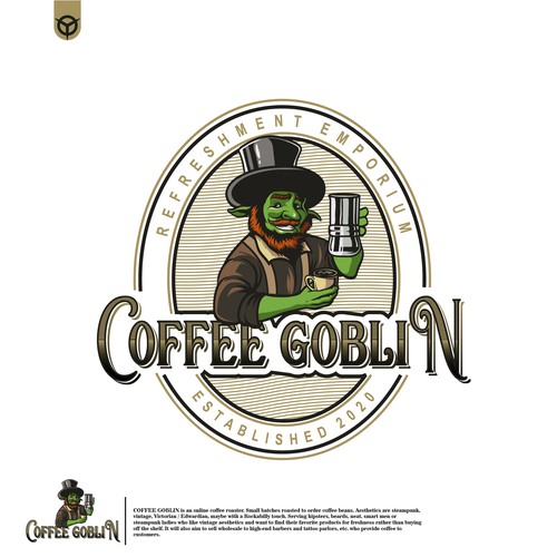 Coffee Goblin! Design a vintage coffee logo with steampunk style for coffee bag label/website/merch Design réalisé par immortal93