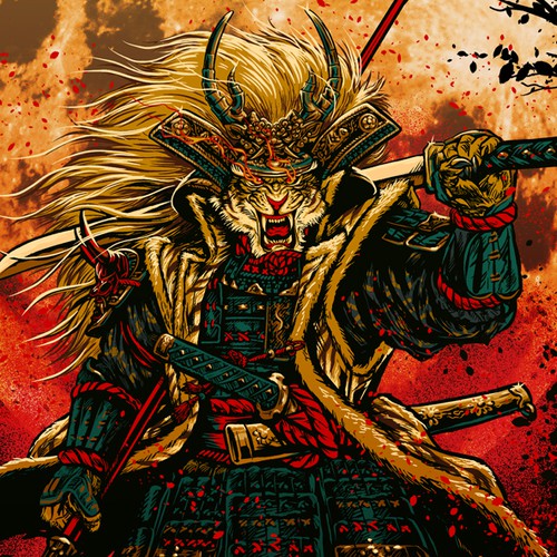 Manga style samurai lion illustration Design by DiditRed