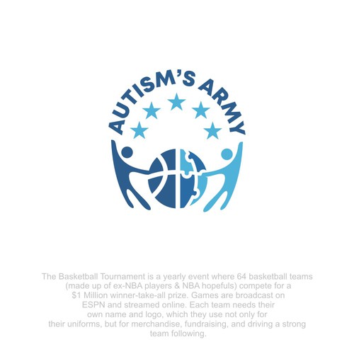 Basketball Logo for Team 'Autism's Army' - Your Winning Logo Featured on Major Sports Network Design by Web Hub Solution