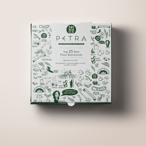 Pizza Box Design for award winning restaurant USA TODAY 'TOP 25 IN USA' Design by O_Nika Design!