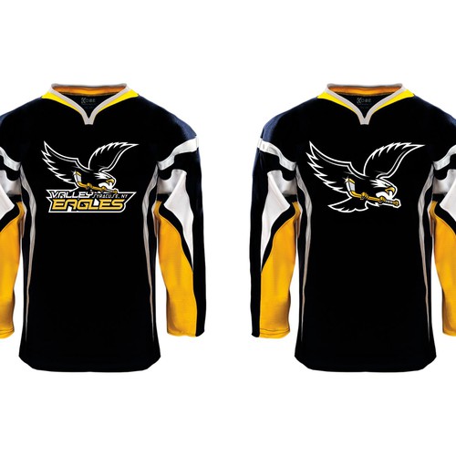 BOLD NEW SPORTS LOGO/EAGLE MASCOT needed for youth ice hockey association Design by Freshradiation