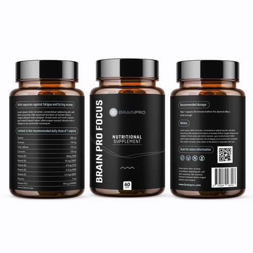 Design a product label for a bio hacker brand - Brain Pro Design by rizal hermansyah