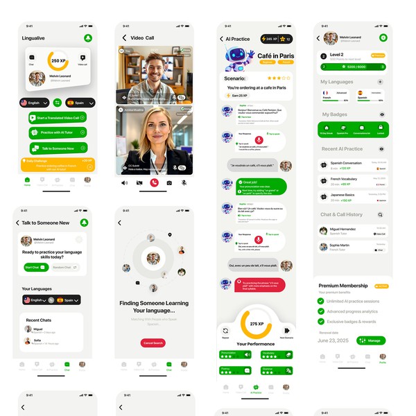 UI/UX Design for a Gamified AI Language Learning & Real-Time Translation App