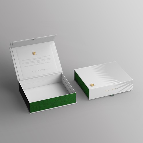 Unique discovery/gift set box design for ultra luxe aroma oil set Design by Bloom Graphic