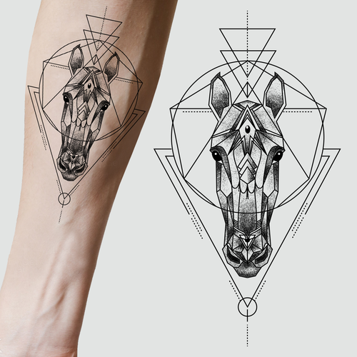 Looking for a tattoo design horse geometric pattern Réalisé par Cubeecute