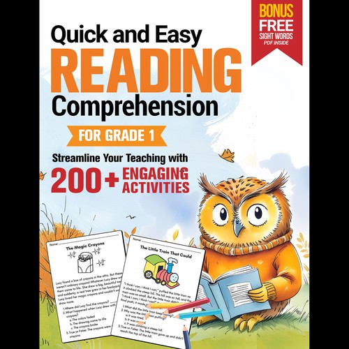 BOOK COVER: Grade 1 Reading Comprehension - Professional Workbook for Kids Design by Aaniyah.ahmed