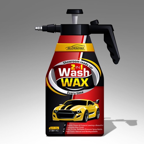 Glosspro "2 in 1 Car Wash and Wax" (Waterless Carwash)  Label Design by Yeni Rostislav