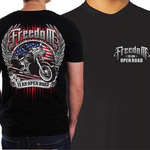 Design by -Vectorizer- titled "Design An Awesome Biker T-Shirt - "Freedom is an Open Road""
