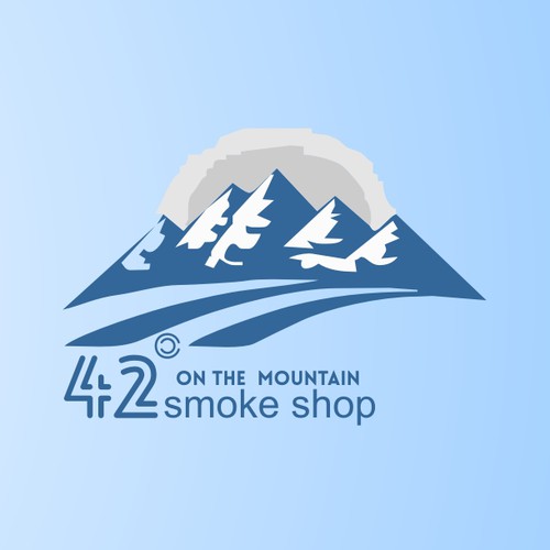 Create logo as the 42° is to look like 420 and then some mountains
and put "on the mountain" under smoke shop
 Design von rism art