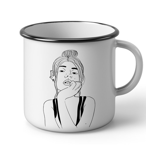 Quirky enamel mug illustration for concept stores - female empowerment Design by Beellustration