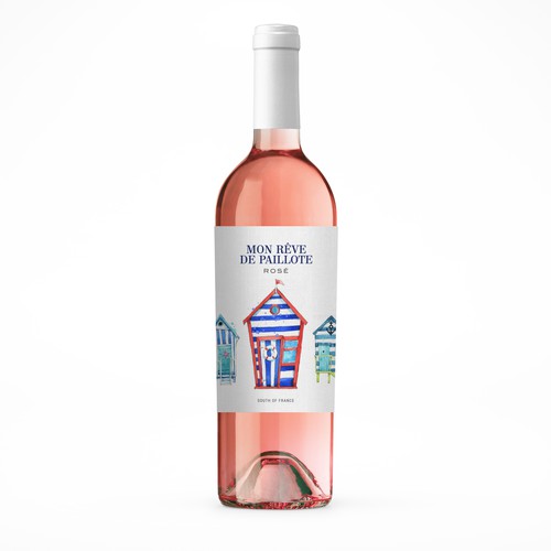 Rosé Wine Label " Mon rêve de Paillote" ("My dream of beach bar") Design by nestorson