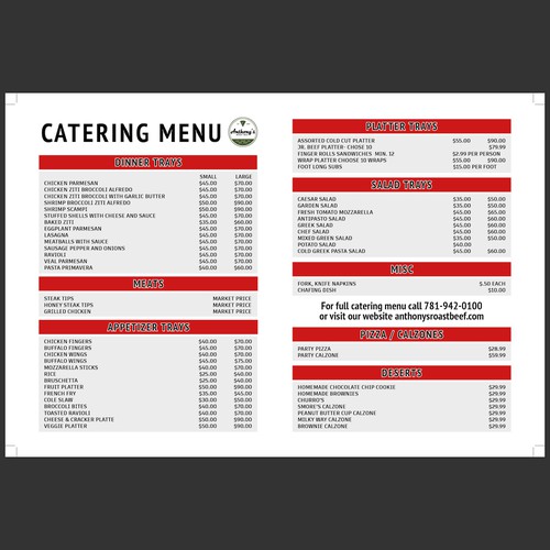 Love Food??? Create a modern, stylish Catering Menu for Anthony's Design by Echline Green