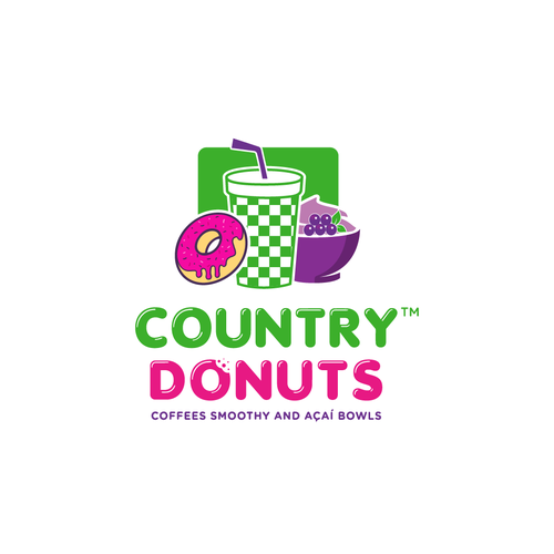 Diseño de We need a modern exciting logo to encompasses our Name Country Donuts Coffee smoothy bowls de ropix