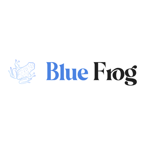 Blue Frog Logo Design by Abra.Kadabra