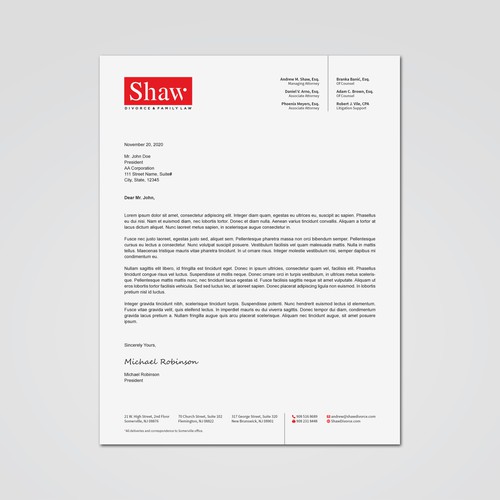 Letterhead for Divorce & Family Law Firm; Modern, Minimalist, Conservative Design Design by Tcmenk