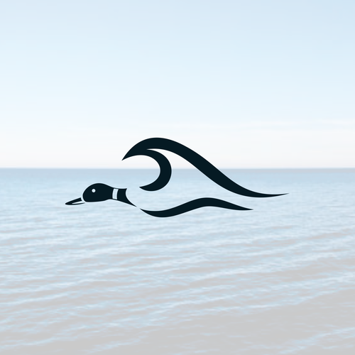 Coastal lifestyle brand featuring a mallard duck and wave, appeal to outdoor enthusiasts and surfers Diseño de muuter