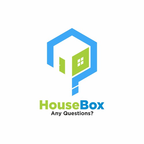 WHAT'S IN THE BOX?  Eye-catching logo to inspire interest of what people really know about a home.-ontwerp door VictoryBlue