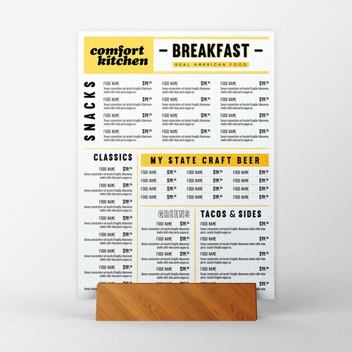 Design a cool new menu for a breakfast & lunch spot in Upstate NY Design by Along99