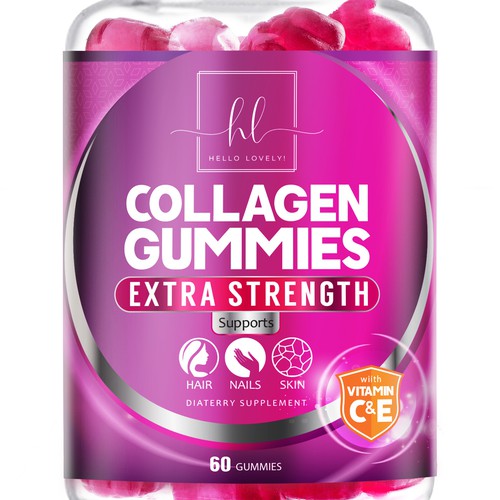 Design di Hello Lovely needs a Collagen Gummies product label di agooshe