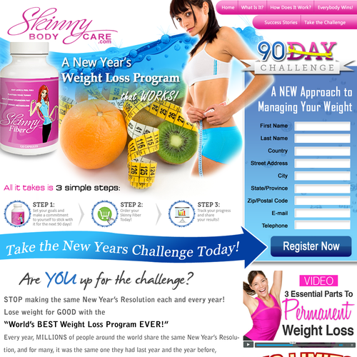 Create the next website design for Skinny Fiber New Year's Challenge Diseño de LV2