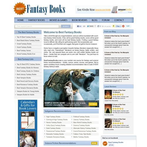 Help Best Fantasy Books with a new website design Réalisé par rosiee007